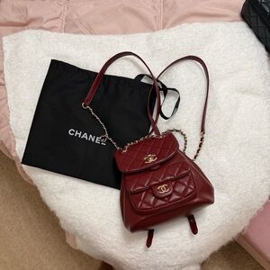 Chanel Burgundy Quilted Backpack